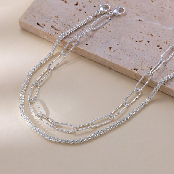 2 Layered Paper-SL Beaded Cuban Link Waterproof Adjustable  Anklet for Women - Picture 7 of 9